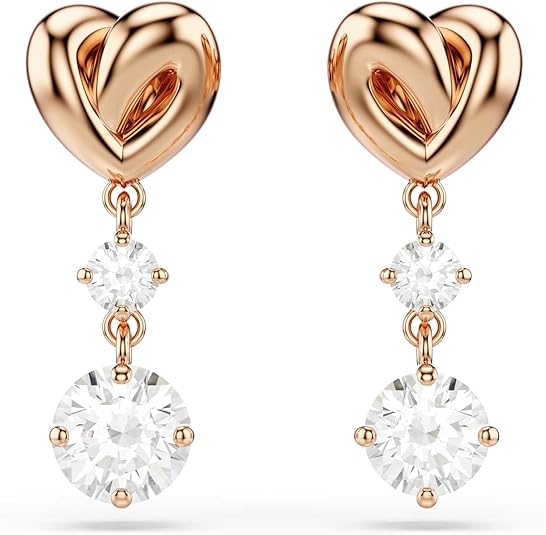 Swarovski Lifelong Heart Necklace, Earrings, and Bracelet Crystal Jewelry Collection, Rose Gold & Rhodium Tone Finish