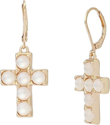 Robert Lee Morris Soho Jewelry Women's Mother of Pearl Cross Drop Earrings