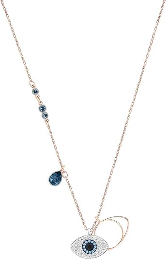SWAROVSKI women Crystal Duo Evil Eye Rose Gold-Plated Necklace