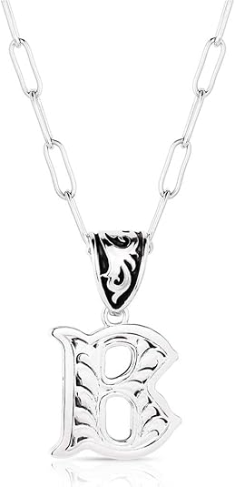 Montana Silversmiths Western Initial Pendant 18 Inch Adjustable Paperclip Chain Necklace