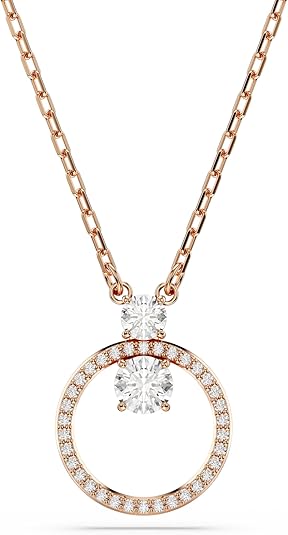 Swarovski Constella pendant, Round cut, White, Rose gold-tone finish