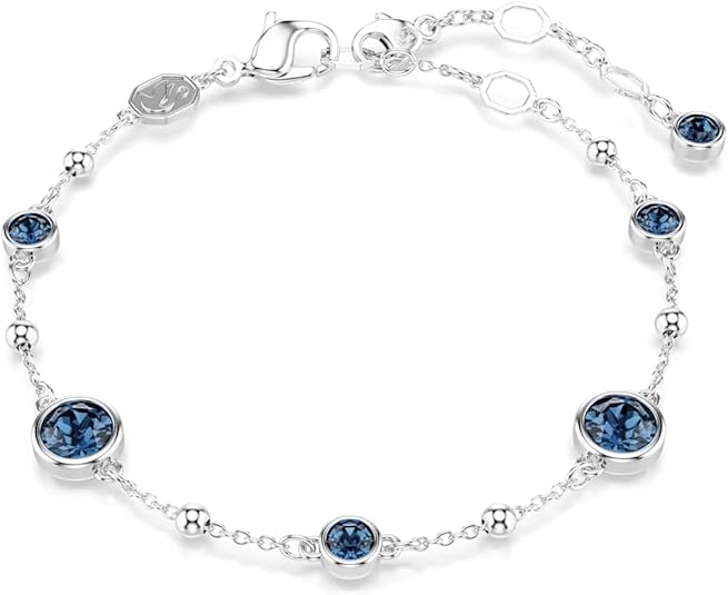 Swarovski Imber bracelet, Round cut, Blue, Rhodium plated