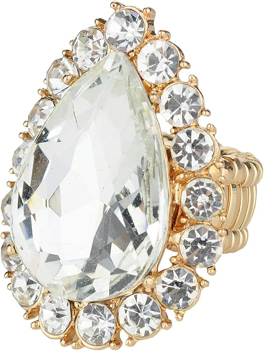 NYFASHION101 Women's Teardrop Stone Studs Fashion Stretch Ring